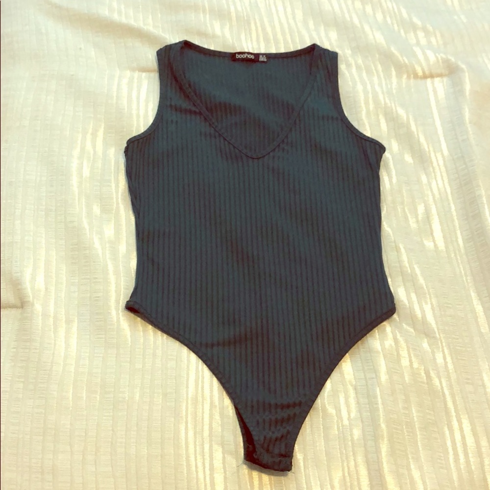 Teal Blue V-Neck Bodysuit